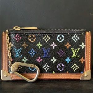 Auth. LOUIS VUITTON Key Coin Case Purse Multicolor